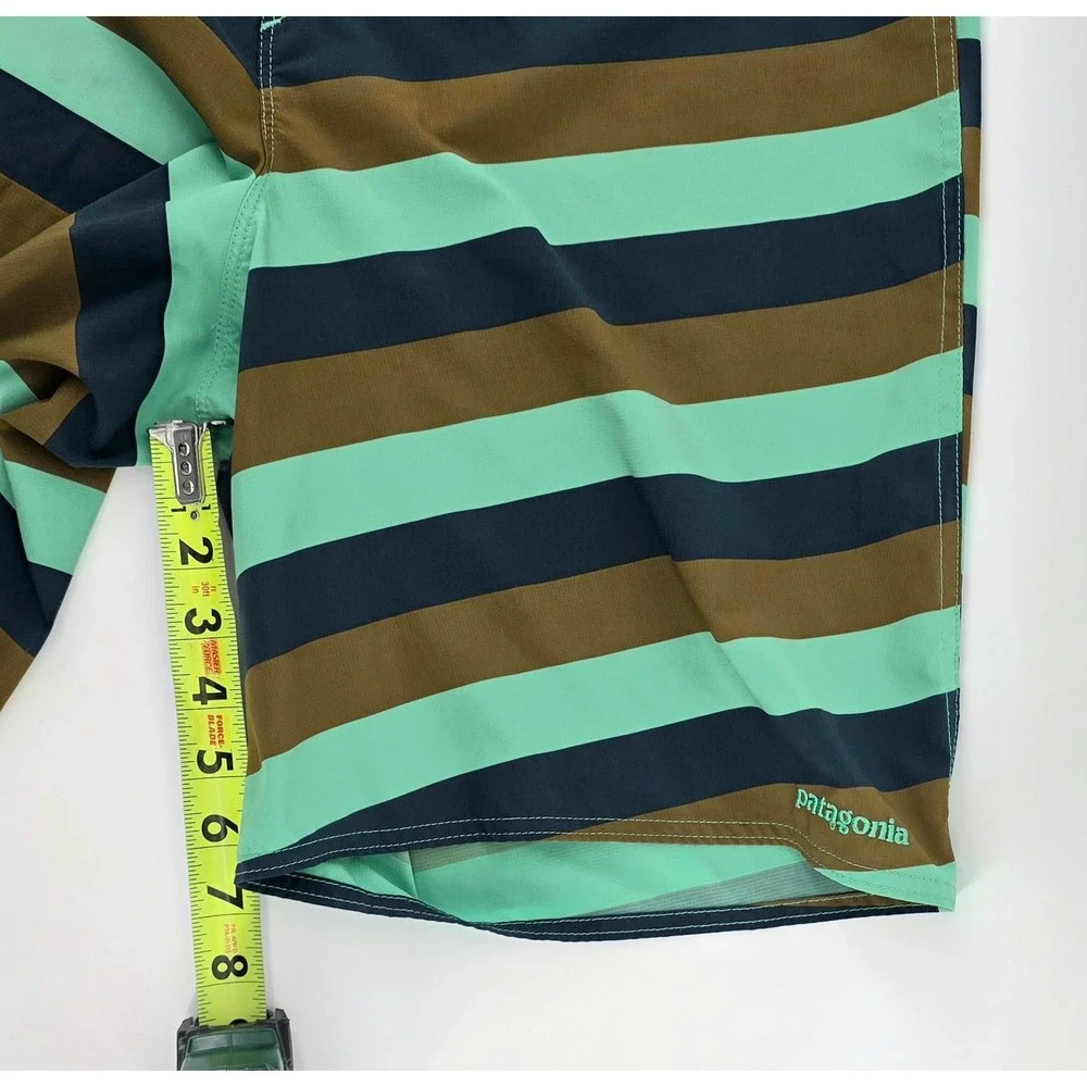 Patagonia Board Shorts Size 34 Mens Striped Teal Brown Navy Gorpcore Summer